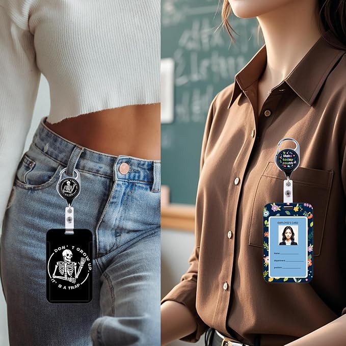 Skull Book ID Badge Holder Cool Retractable Reel - Image 7