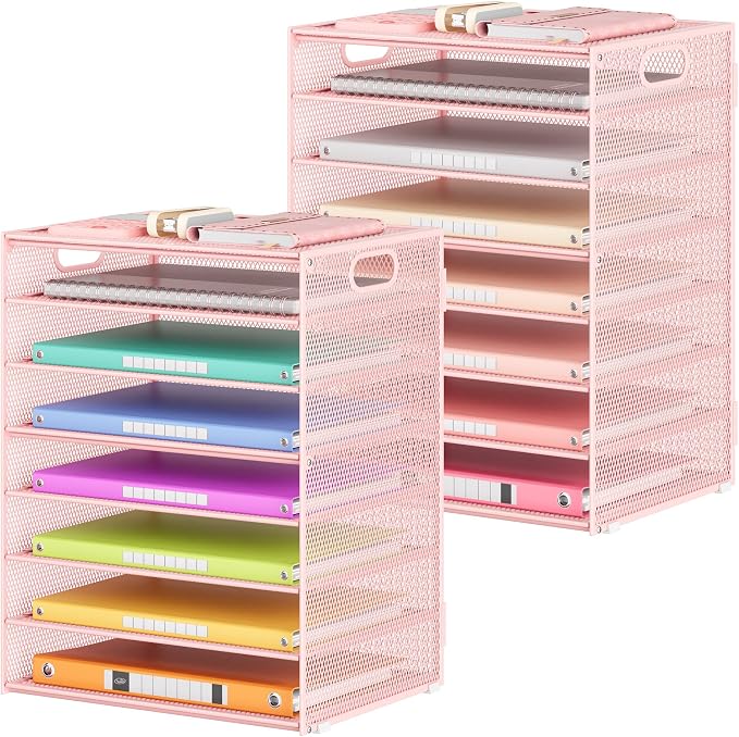 Lavatino 2 Pack 8-Tier Office Desk File Organizer, Letter Tray Paper Organizer by Lavatino
