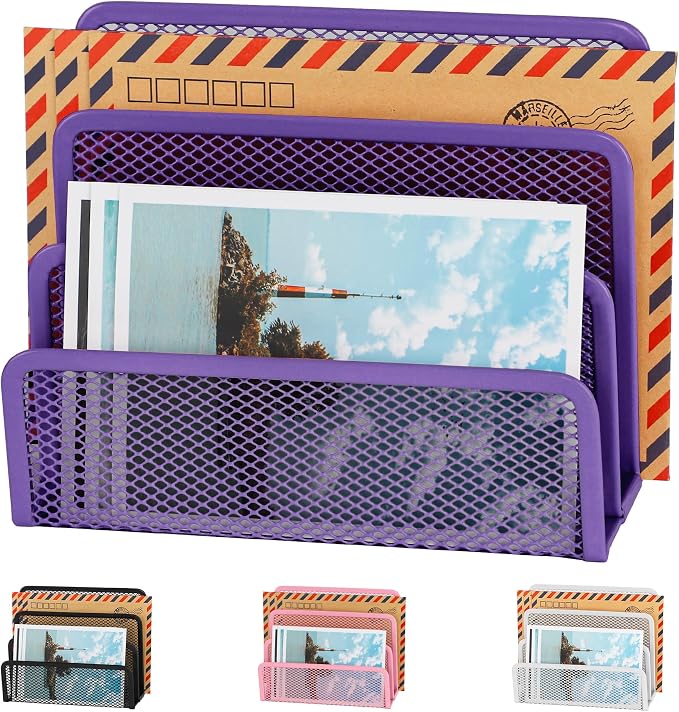EASEPRES Desk Mail Organizer, Office Small Desktop Metal Mesh Envelope Letter by EASEPRES