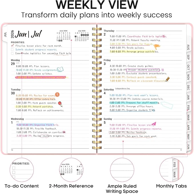 8.5" x 11" Academic Planner 2026-2027, Weekly & Monthly Calendar Planner Book - Image 3