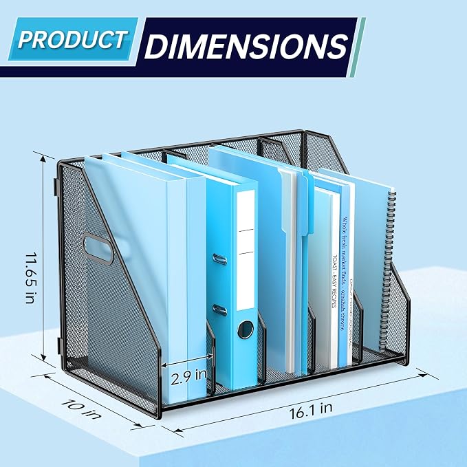 MINDEPOT Desk File Organizer Metal Desk Magazine Folder Holder - Image 3