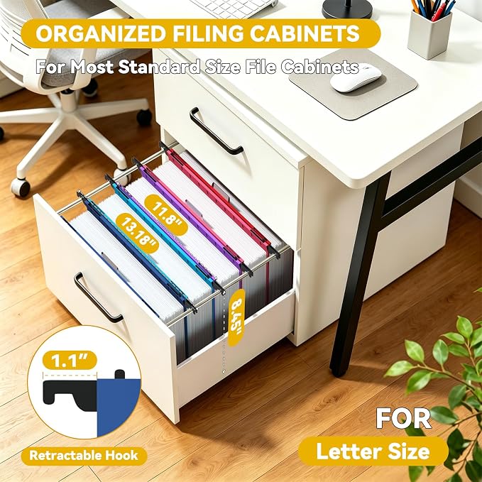 Plastic Heavy Duty Hanging File Folders, 12 Pack Reinforced Letter Size Hanging - Image 3