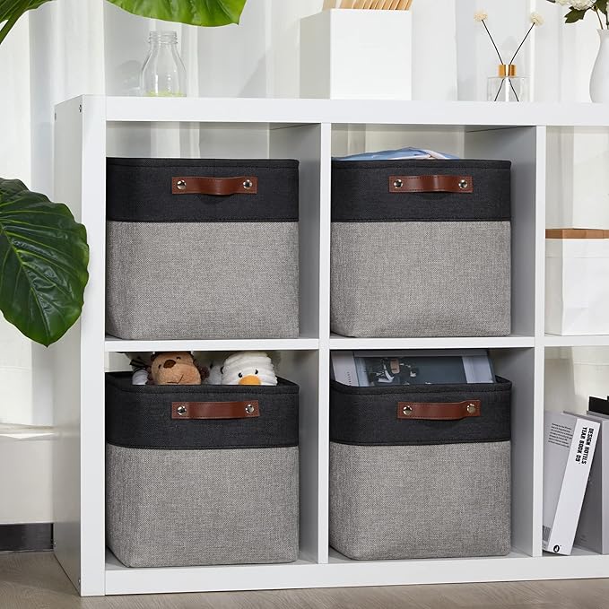 DULLEMELO 11x11 Cube Storage Bins for Cube organizer, Foldable Cube Storage Bins Baskets for Organizing Home Office Closet Shelves Toy Nursery,Fabric Cube Baskets Bin for Home organization-DeskLoop Office