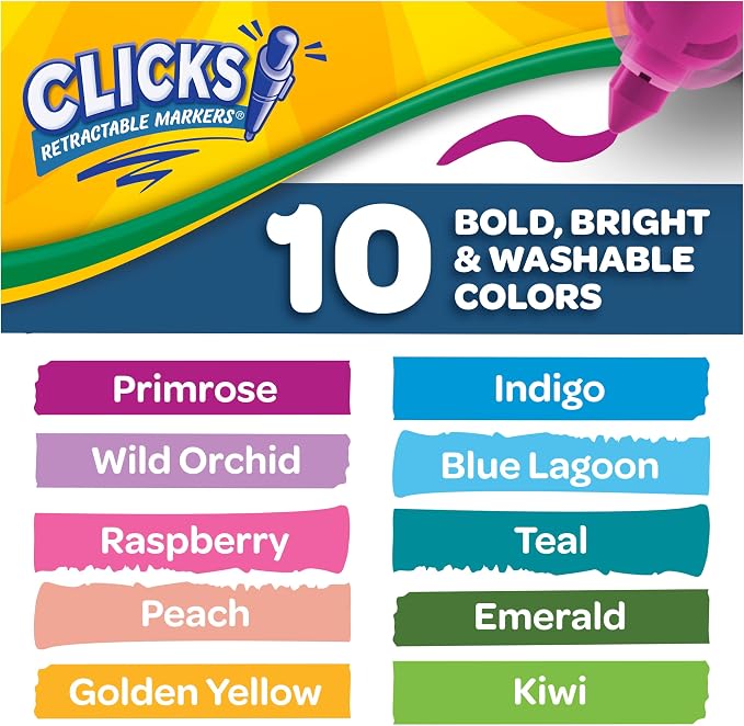 Crayola Clicks Retractable Markers Bold, Teacher Classroom School Supplies - Image 8