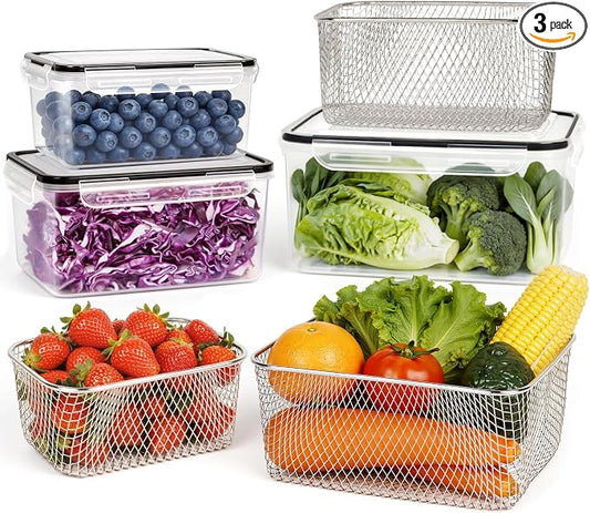 3 PCS Large Fruit storage Containers by Freshmage