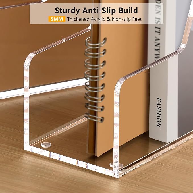 SANRUI 4 Pack Clear Acrylic Vertical File Organizer, Desk Organizer and Storage - Image 3