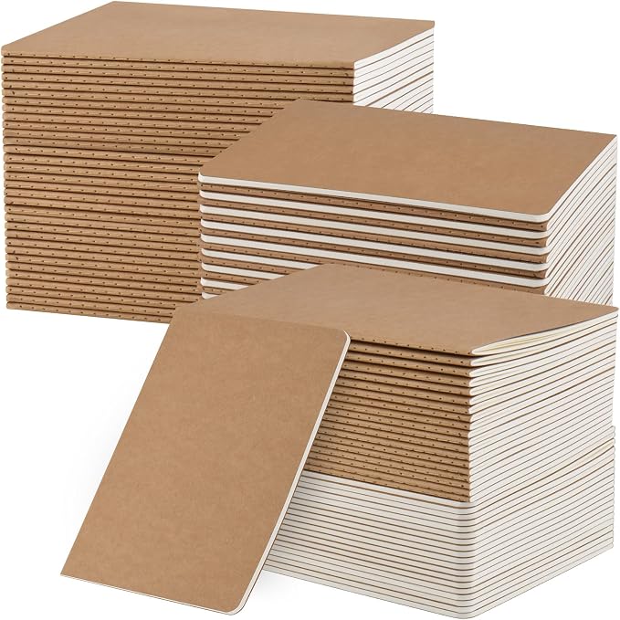 ZCZN 100 Pack A5 Kraft Notebooks Bulk, 8.15x5.5 Inches Blank Journaling by ZCZN