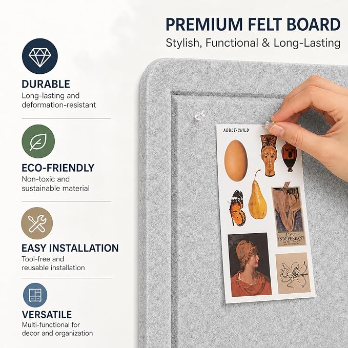 Large Felt Bulletin Board for Wall, Foldable Pin Board, Home Planning, Photos & - Image 3