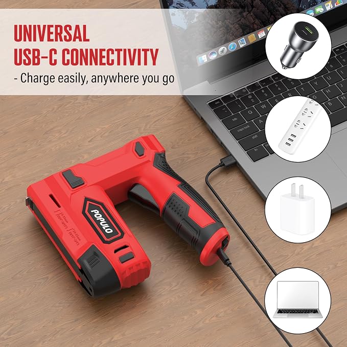 POPULO Electric Staple Gun, 2 in 1 Electric Stapler Tacker 4V Cordless Brad - Image 6