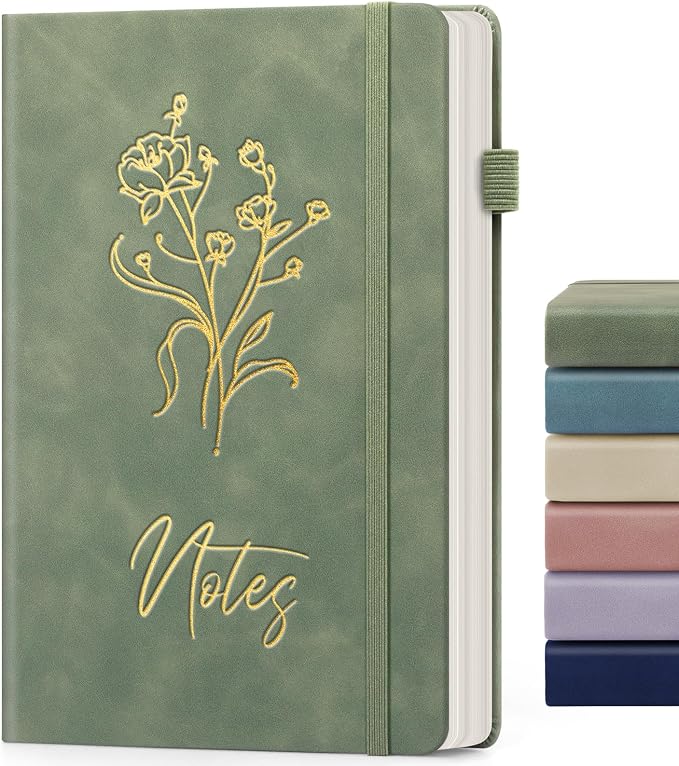 Lined Journal Notebook for Women Men, A5 Hardcover Leather Journals for Writing by ALKALO