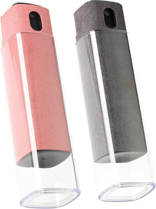 2 Pcs Screen Cleaner Kit, 3-in-1 Touchscreen Mist Cleaner Spray Bottle Tool & Microfiber Cloth for Phone/Laptop/Tablet/TV/Monitor/Car Screens(Pink+Grey)-DeskLoop Office