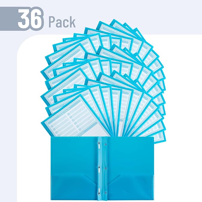 Mr. Pen- Plastic Folders with Pockets and Prongs, 36 Pack, Letter Size | Blue - Image 2
