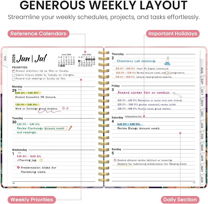 Planner 2026-2027, Academic Year Weekly and Monthly Calender Planner, from Jul - Image 3