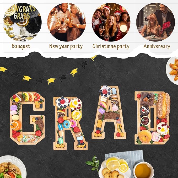4PCS Wooden Graduation Decorations Number Charcuterie Board Box- GRAD - Image 7