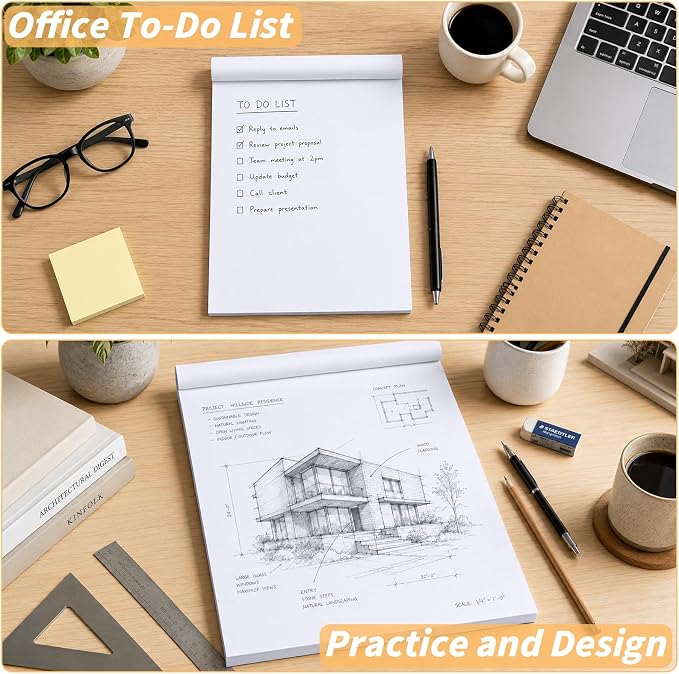 Oleitodh Blank 20 Pack Note Pads 8.5 x 11 Inch Memo Pads, 50 Sheets Per Scratch - Image 5