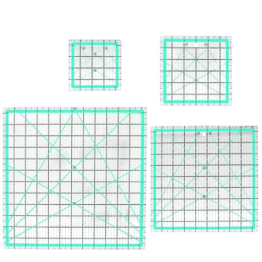 MANUFORE 4pcs Square Quilting Ruler Set Acrylic Anti-Slip Sewing Ruler - Image 2