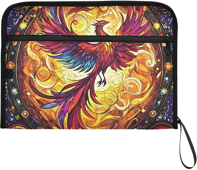 Expanding File Folder Phoenix Fire Wing Rainbow Glass Accordion File Organizer - Image 7