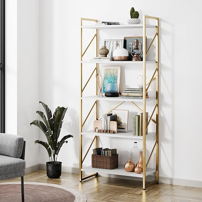 Shintenchi 5 Tiers Bookshelf, Classically Tall Bookcase Shelf, Industrial Book by Shintenchi%7CFurnitureMadeforRealLife