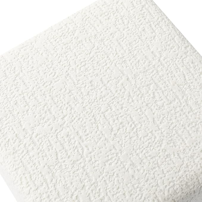 Adeco 18 Inch High Faux Fur White Cube Ottoman Storage, 3D Embossed Velvet Chair Foot Stools, Upholstered Vanity Stool with Hinged Lid, Solid Wood Legs-DeskLoop Office