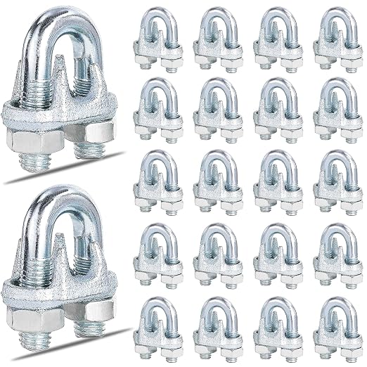 30PCS 5/16" M8 Zinc-Plated Wire Rope Clamps – Heavy Duty U-Bolt Cable Clips by High-PQ
