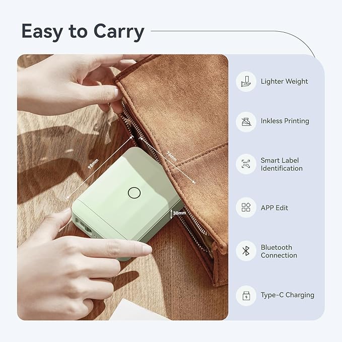 NIIMBOT D110 Upgraded Version Mini Label Maker Machine with Tape, Portable Bluetooth Thermal Printer, Sticker Labeler with Multiple Templates for Office Organization Home Kitchen School, Green-DeskLoop Office