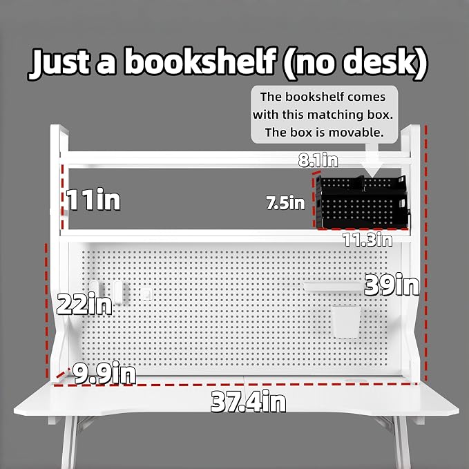 Desktop Hutch Bookshelf, Many Gifts, Metal Desktop Bookcase - Image 7