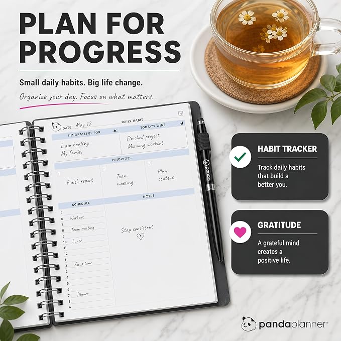 Panda Planner 2026 Undated Daily Planner 5.75" x 8.25", spiral binding - Image 8