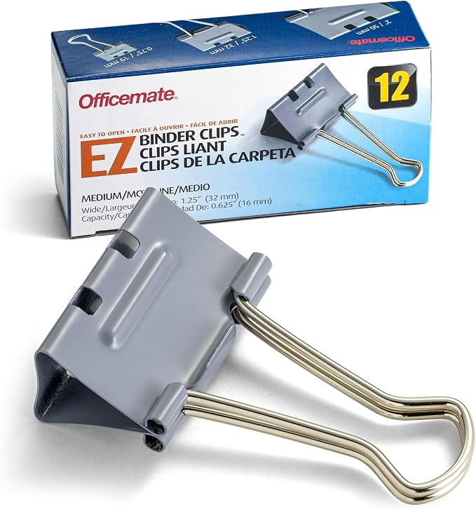 Officemate EZ Binder Clips, Medium Size by Officemate