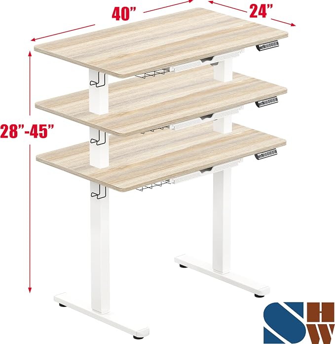 SHW 40-Inch Electric Height Adjustable Standing Desk - Image 2