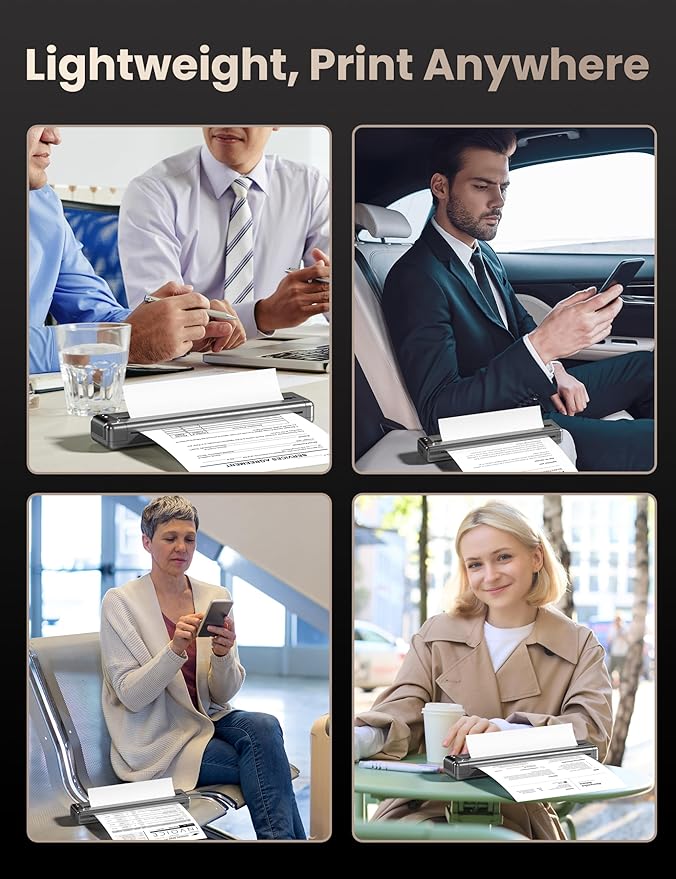 Phomemo Upgraded Q302 Portable Printer, Ultra-High 300dpi Inkless Printer Silent Printing, Wireless Bluetooth Thermal Printer Compatible with Phone & PC, Compact Printers for Business Travel-DeskLoop Office