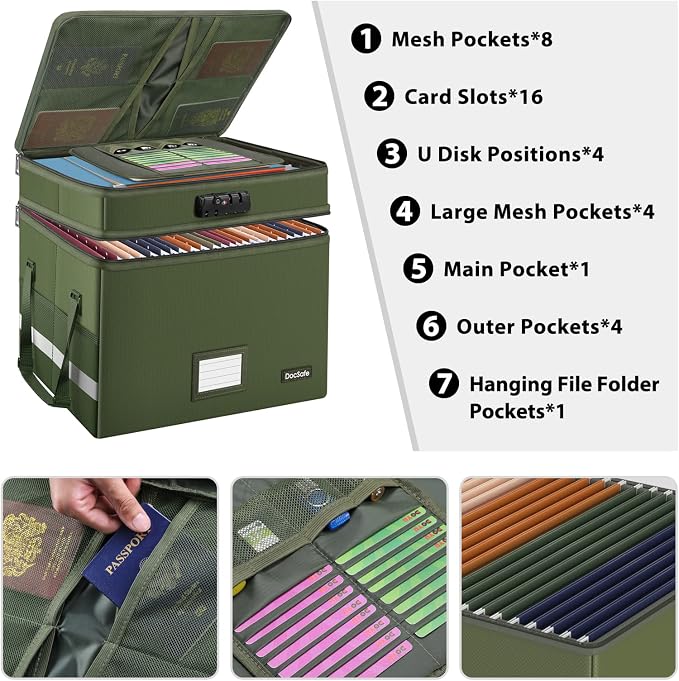 DocSafe File Box with Lock, Portable Home Office Filing Cabinet - Image 3