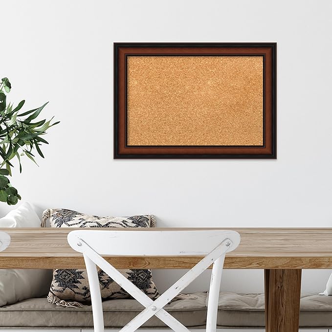 Amanti Art Natural Cork Board for Wall, 15x21 Vision Board with Brown Wood Frame, Small Corkboard Office Decor for Home Organization, Traditional Corkboard Pinboard to Display Items for Home-DeskLoop Office