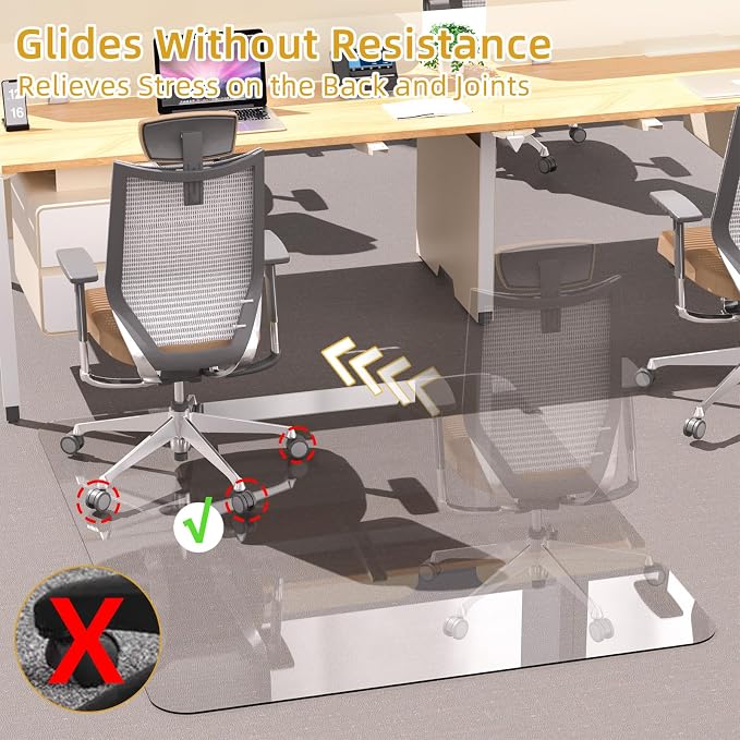 Tempered Glass Chair Mat 48" x 32", 1/5" Thick - Image 6