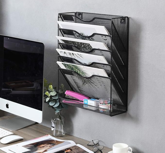 EasyPAG 5 Tier Wall File Holder Mesh Hanging Folder Organizer - Image 4