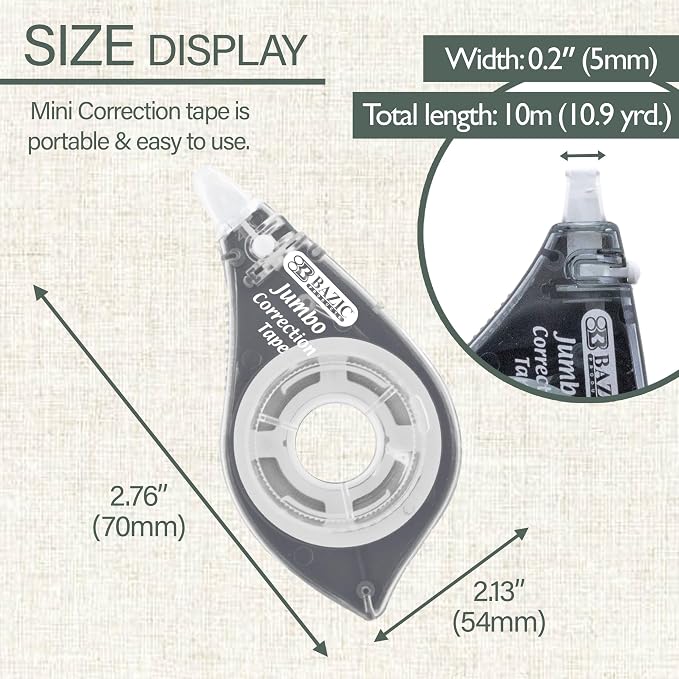 BAZIC Products Correction Tape, Two-Way Applicator, 5mm x 394 in, 6-Set | jumbo - Image 2