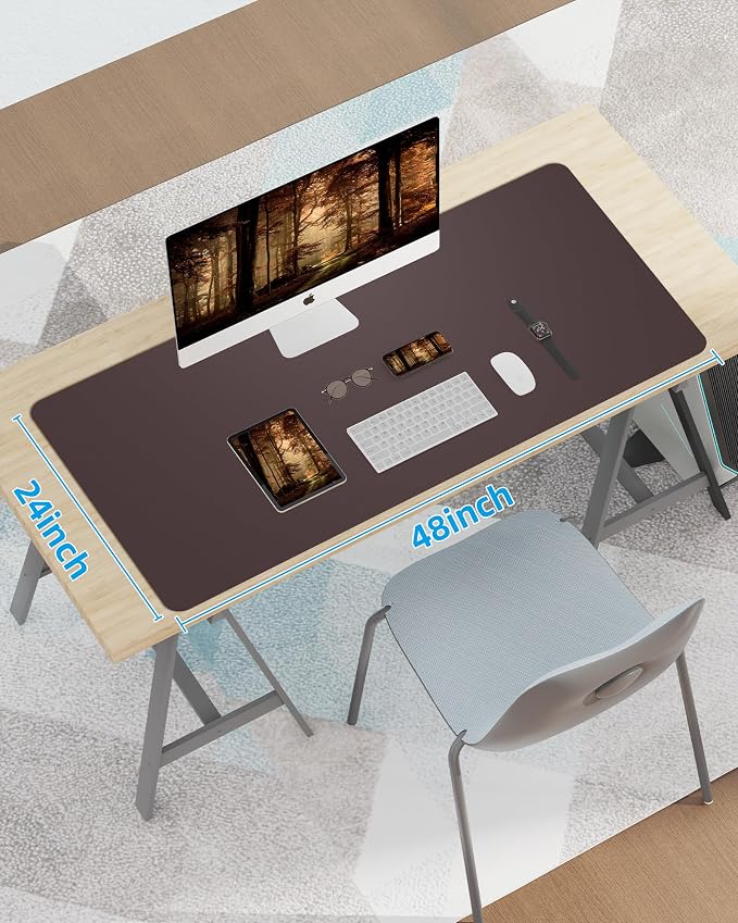 Leather Desk Pad Protector, Office Desk Mat, Non-Slip PU Leather Desk Blotter - Image 7
