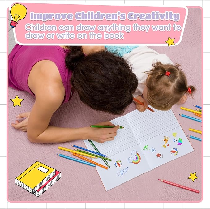 Henoyso 12 Pcs Primary Composition Notebook K-2 9 3/4 x 7 1/2 Inch Primary Journal, Back to School Supplies, Bulk Blank Writing Book for Kid to Write Draw Journal 60 Page Notebooks (Light Color)-DeskLoop Office