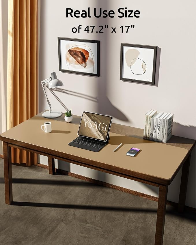 YSAGi Leather Desk Protector, Office Mat, Large Mouse Mat, Non-Slip PU Leather - Image 2