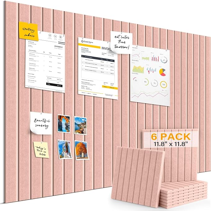 Large Felt Bulletin Board，36" x 24" 6 Pack Cork Board Alternative by ANWEOR