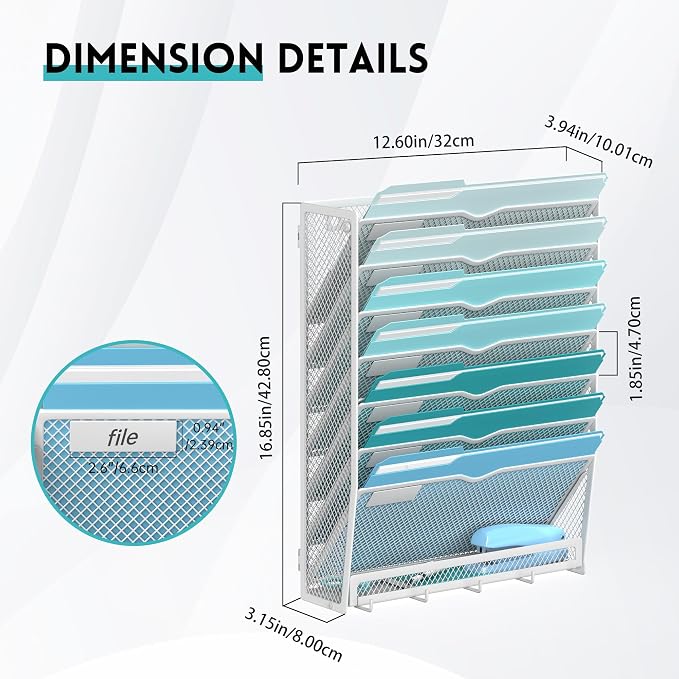 8-Tier Hanging Wall File Organizer - Image 2