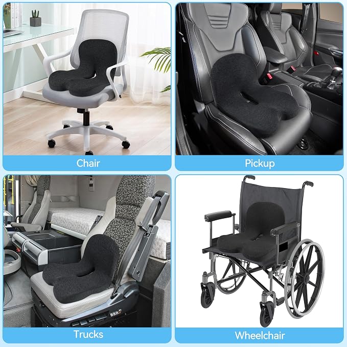 Truck Driver Seat Cushion, Memory Foam L-Shaped Ergonomic Cushion - Image 7