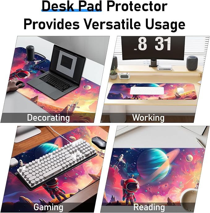Gaming Mouse Pad, Non-Slip Rubber Band Stitched Edge, Astronaut Planet Space - Image 7