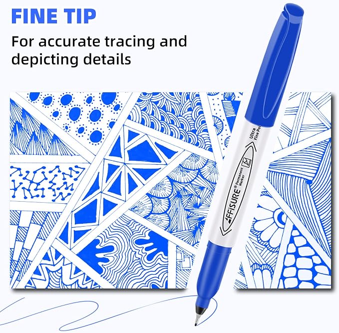 Blue Ultra Fine Point Permanent Markers, 18 Pack, 0.4 mm, Precision Extra Fine - Image 11
