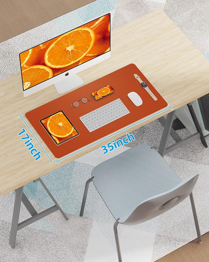 Leather Desk Pad Protector, Mouse Pad, Office Desk Mat, Non-Slip PU Leather - Image 7