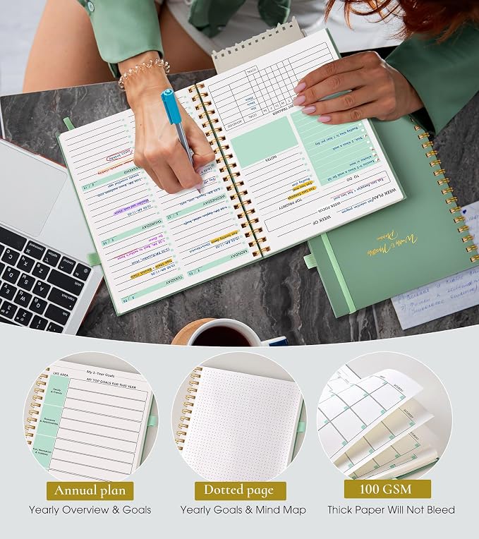 Undated Weekly and Monthly Planner, B5 Large Weekly To Do List Notebook - Image 5