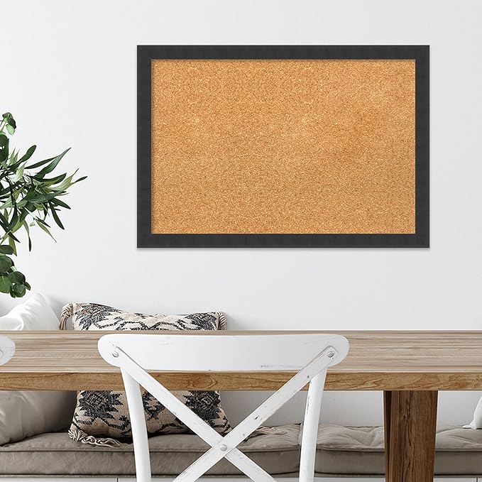 Amanti Art Natural Cork Board for Wall, 18x26 Vision Board with Black Wood Frame, Medium Corkboard Office Decor for Home Organization, Modern Contemporary Corkboard Pinboard to display items for home-DeskLoop Office