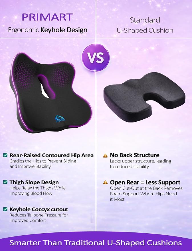 Memory Foam Seat Cushion for Pressure Relief, Ergonomic Office Chair Cushion - Image 9