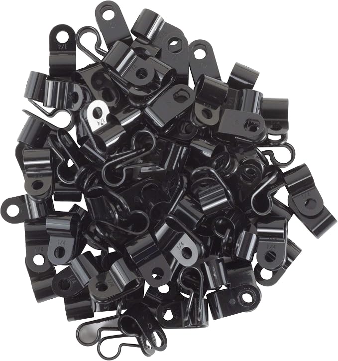 GTSE Black Nylon Plastic Cable Clamps, 1/4" Screw Mounts - Image 2