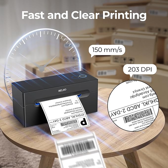Nelko Bluetooth Thermal Shipping Label Printer, Wireless 4x6 Shipping Label Printer for Shipping Packages, Support Android, iPhone and Windows, Widely Used for Amazon, Ebay, Shopify, Etsy, USPS-DeskLoop Office