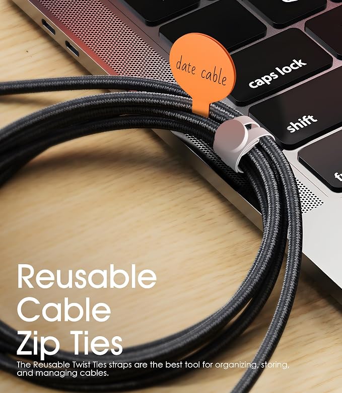 45Pcs Nearockle Cable Labels and Silicone Cable Ties Value Cable Management Set - Image 6